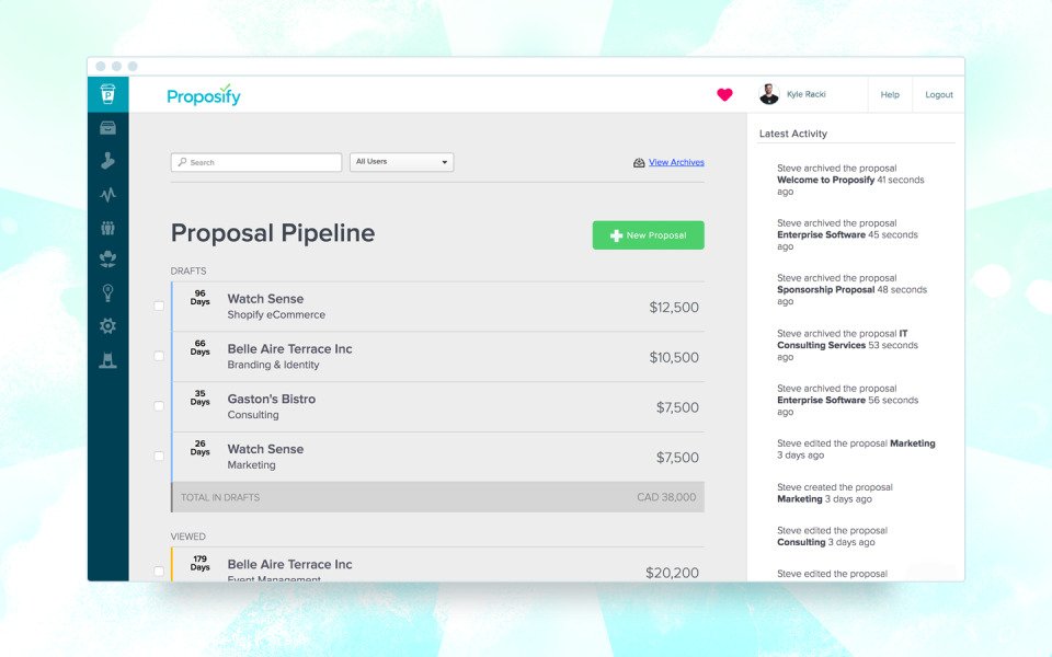 Proposify est un logiciel de proposition en ligne destiné aux équipes de vente modernes pour créer, envoyer, suivre et signer électroniquement les propositions, contrats et accords gagnants.
