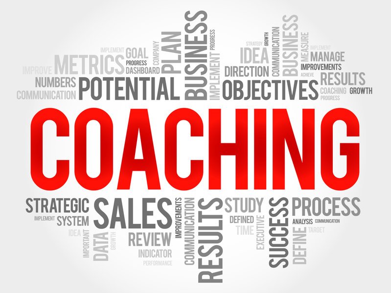 Coaching word cloud, business concept