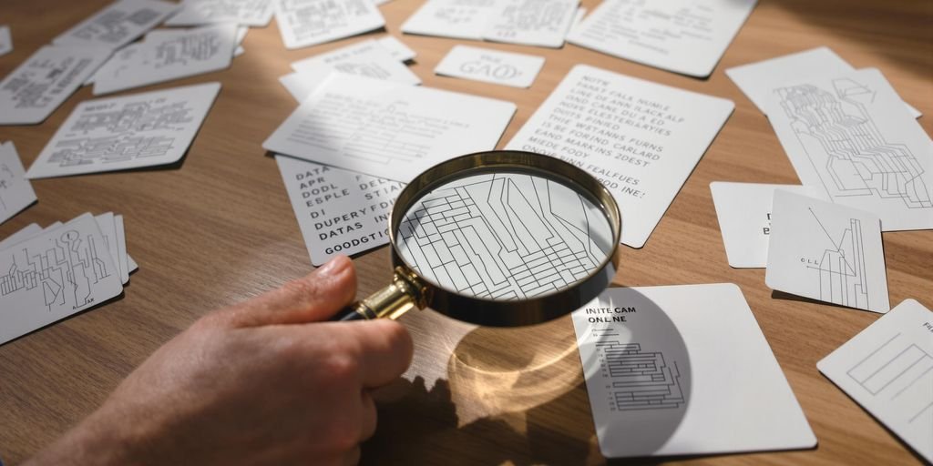 Loupe, cartes, données, analyse, stratégie commerciale