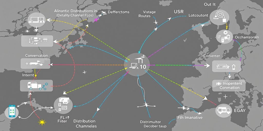 Chemins de distribution visuels reliant des points.