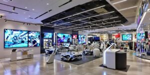 Innovations technologiques dans un magasin de détail moderne.