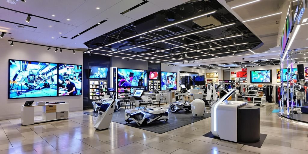 Innovations technologiques dans un magasin de détail moderne.