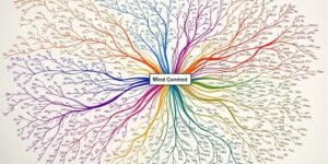 Structure d'idées avec des formes colorées interconnectées.