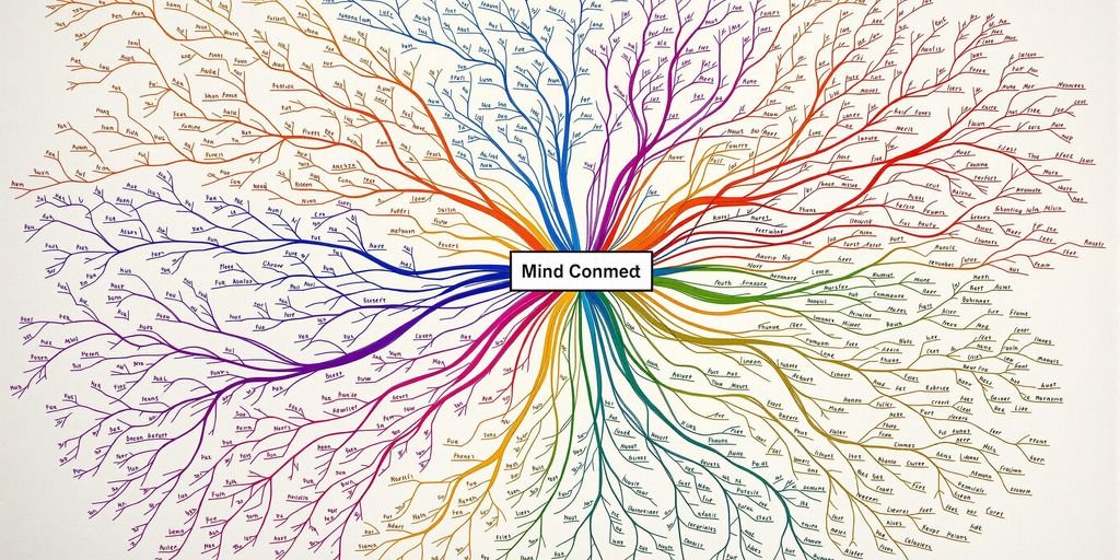 Structure d'idées avec des formes colorées interconnectées.