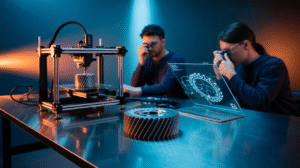 Prototype mécanique fabriqué par service d’impression 3D sur une imprimante industrielle