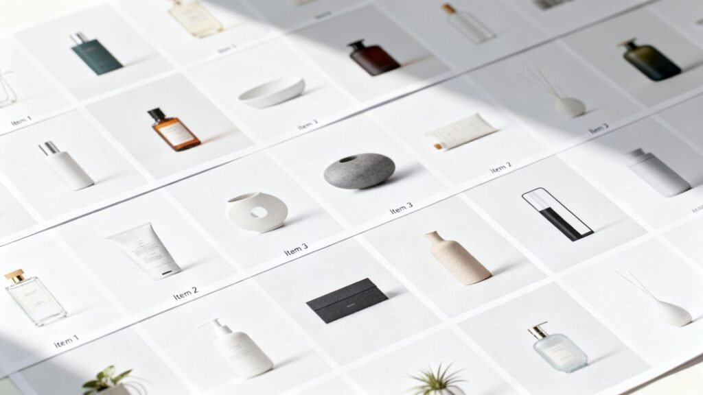 Catalogue de produits bien organisé et facile à parcourir.