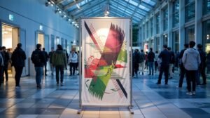 Kakemono dans un hall d’exposition moderne