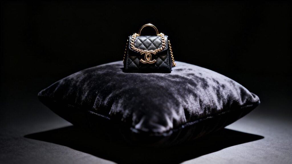 Produit de luxe sur fond sombre, prix élevé.