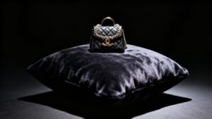 Produit de luxe sur fond sombre, prix élevé.