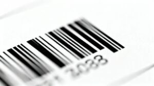 Code barre avec des lignes noires et blanches distinctes.